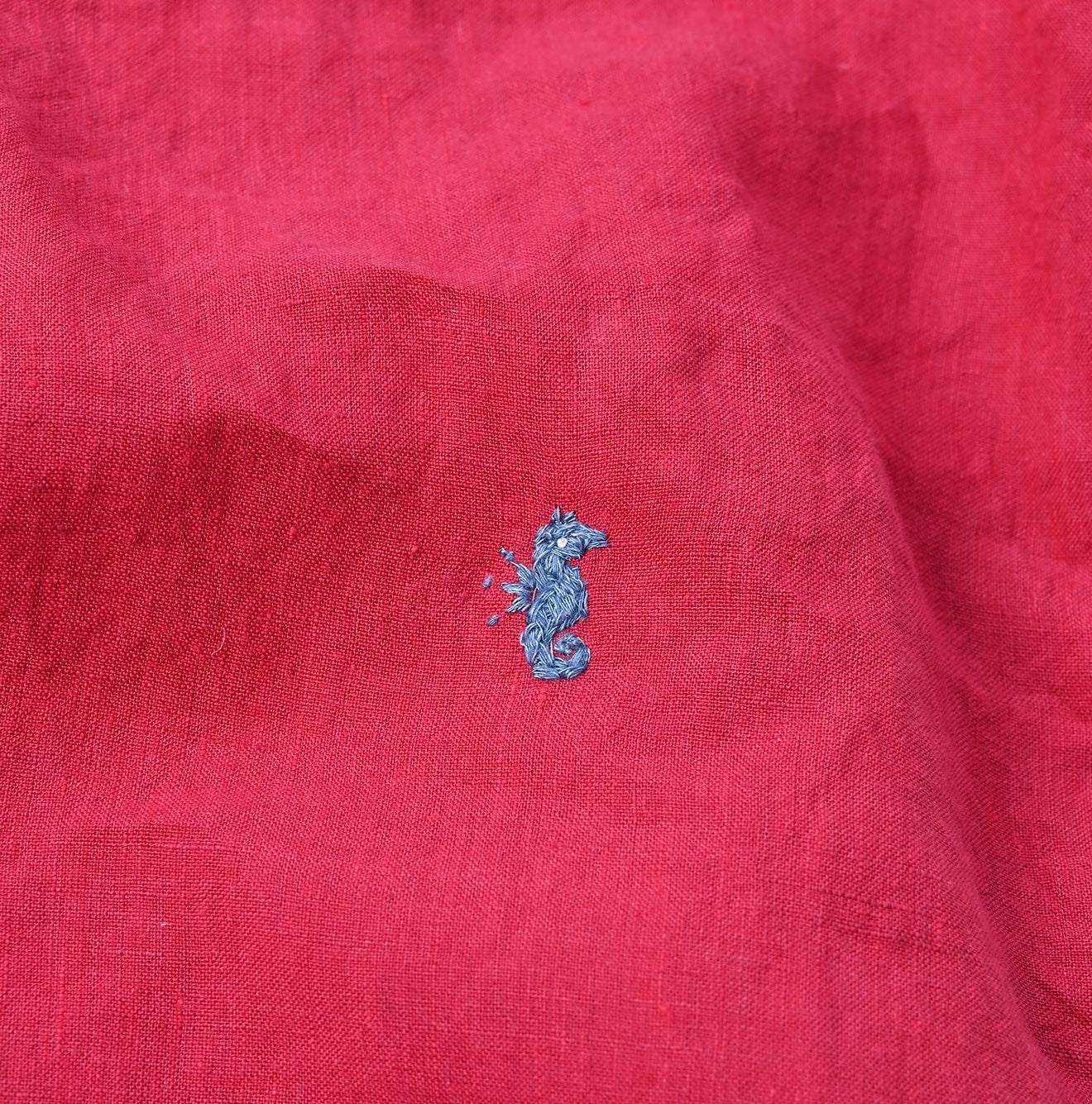 Indian Linen Chambray 908 Petite Collar Ocean Shirt Detail