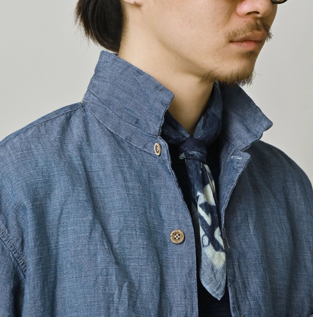 Cotton Linen Dungaree LeiLei Shirt MEN Distressed