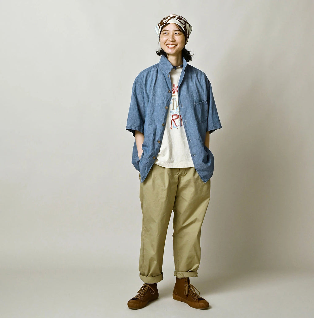 Cotton Linen Dungaree LeiLei Shirt MEN Distressed