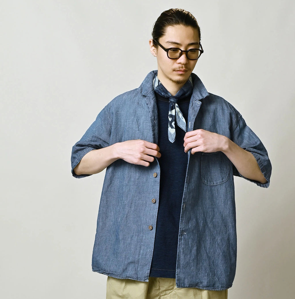 Cotton Linen Dungaree LeiLei Shirt MEN Distressed
