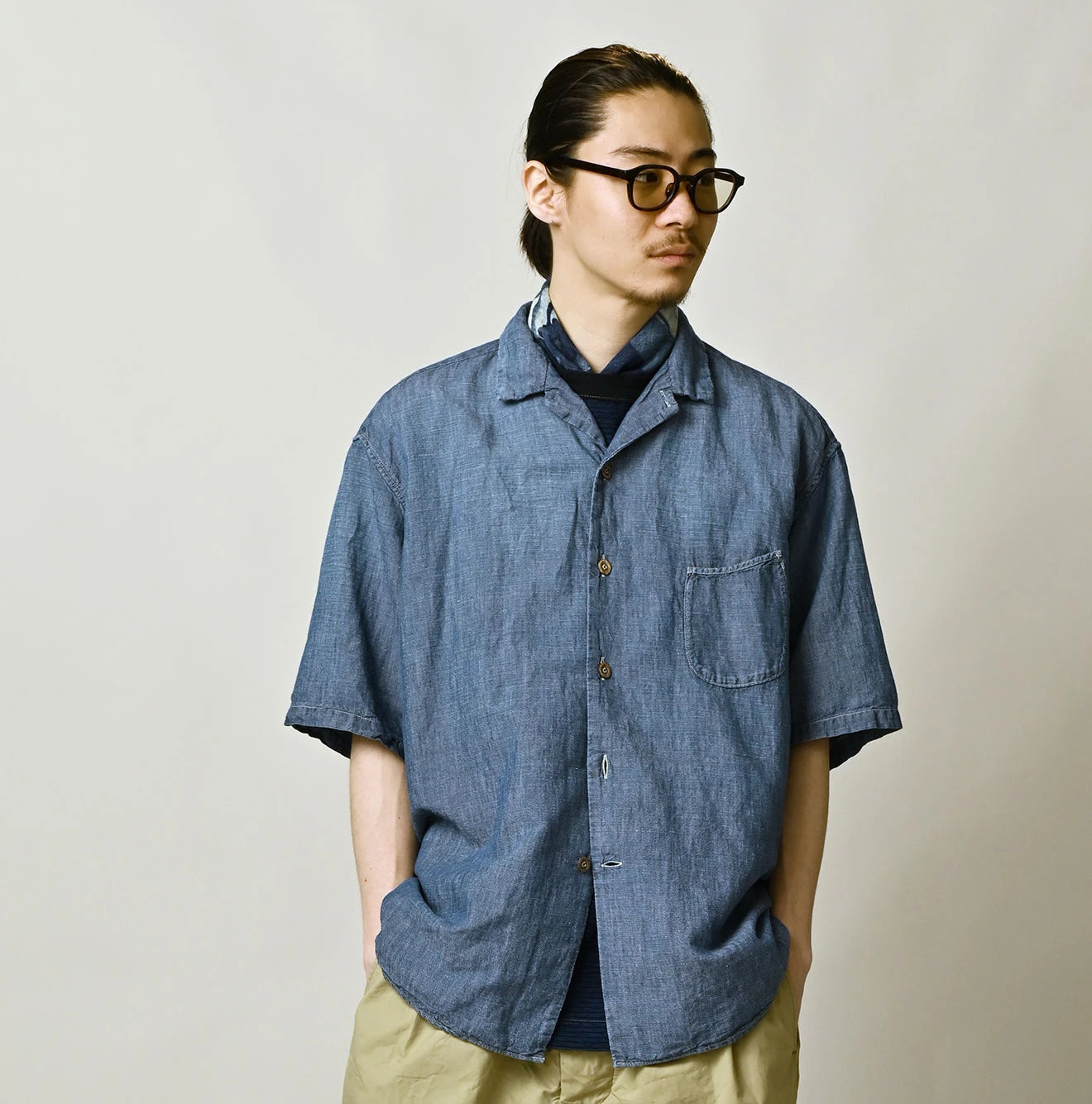 Cotton Linen Dungaree LeiLei Shirt MEN Distressed