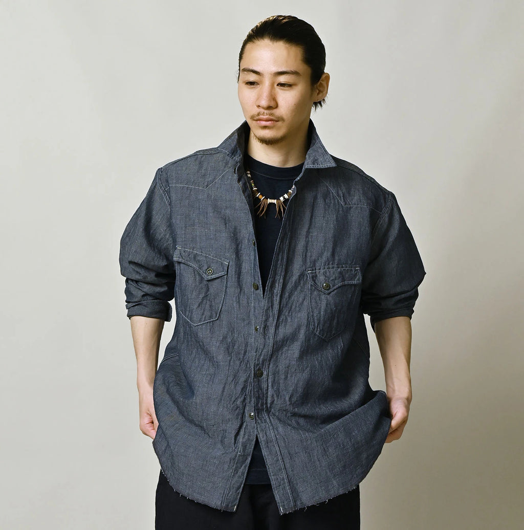 Cotton Linen Dungaree 908 Ocean Eastern Shirt Nou