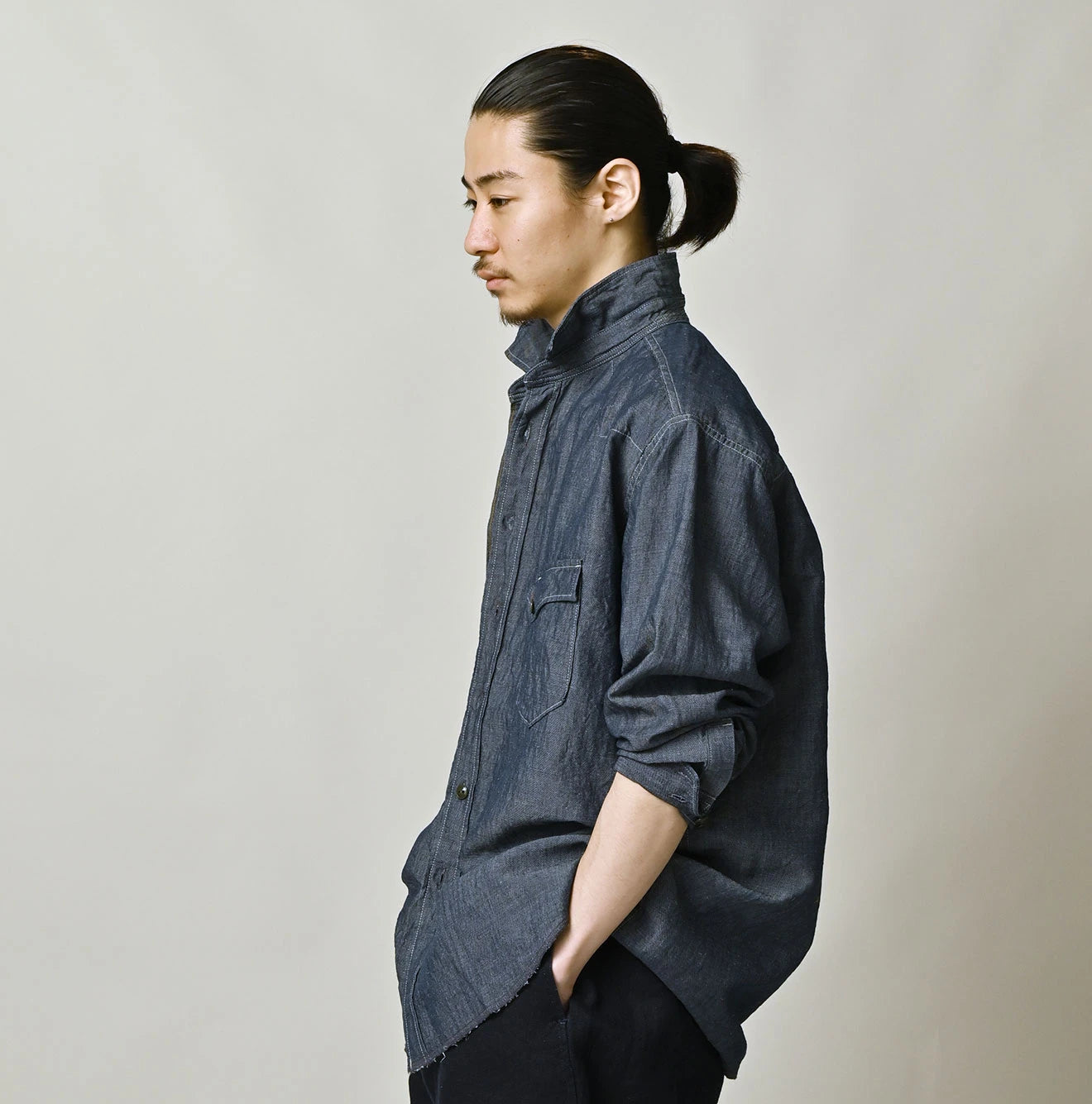 Cotton Linen Dungaree 908 Ocean Eastern Shirt Nou