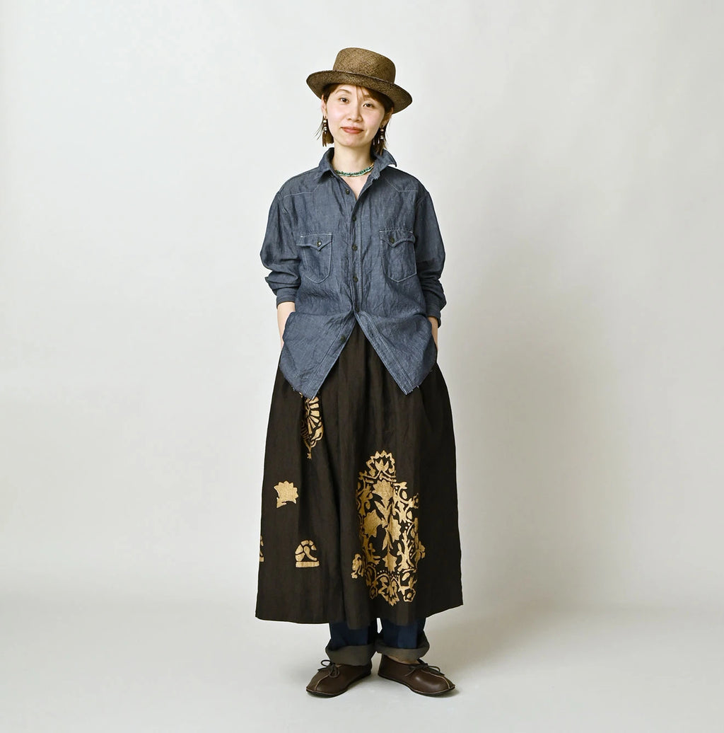 Cotton Linen Dungaree 908 Ocean Eastern Shirt Nou