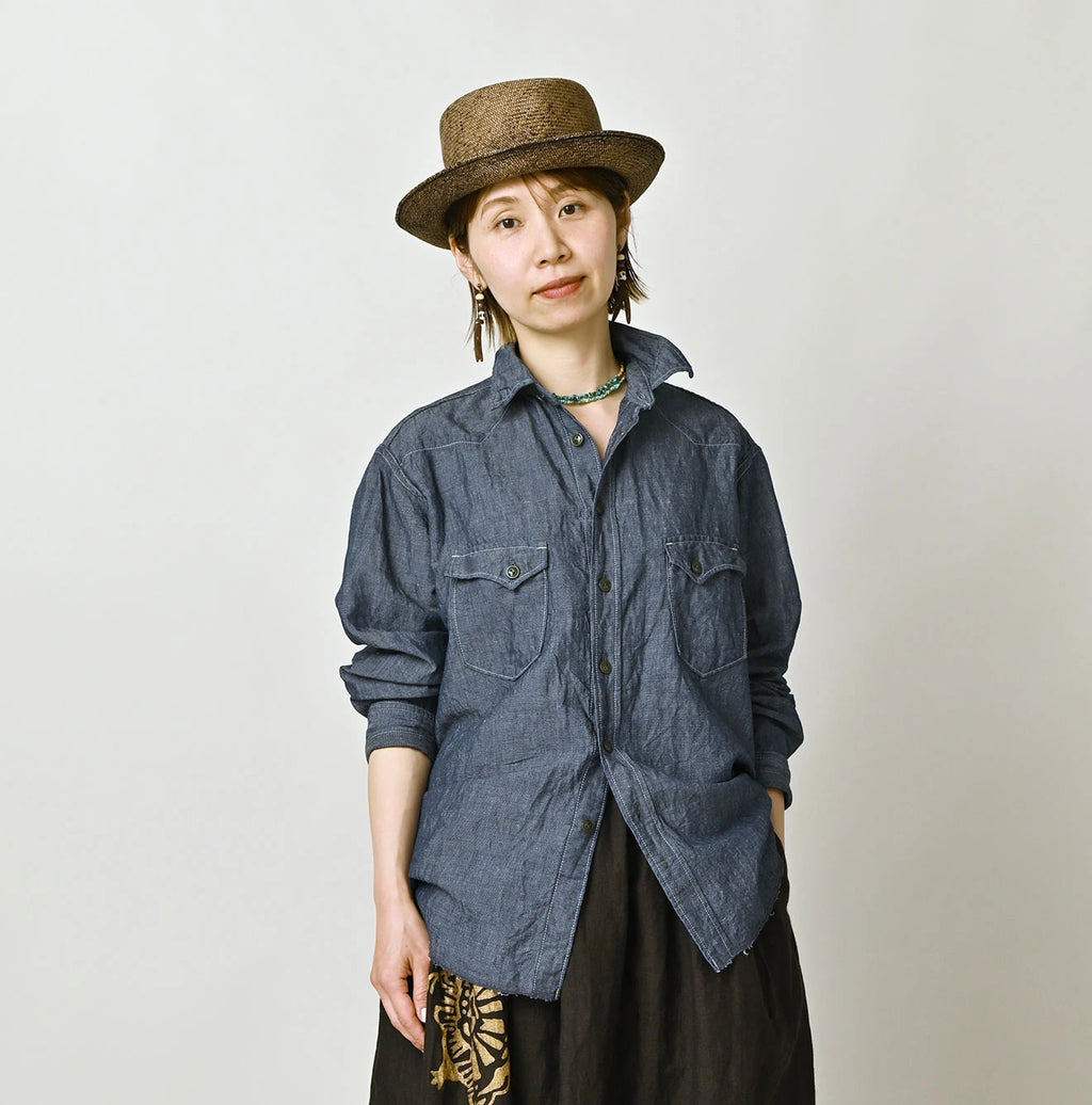 Cotton Linen Dungaree 908 Ocean Eastern Shirt Nou