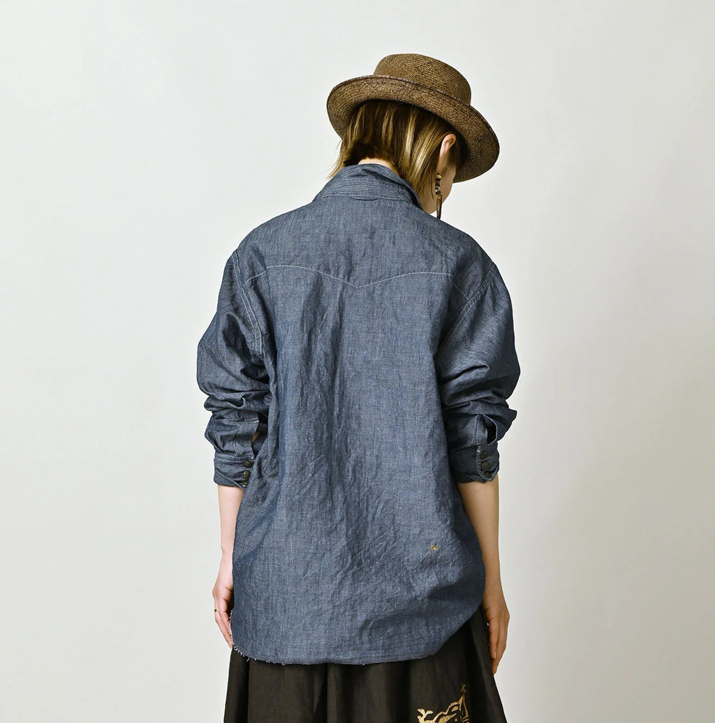 Cotton Linen Dungaree 908 Ocean Eastern Shirt Nou