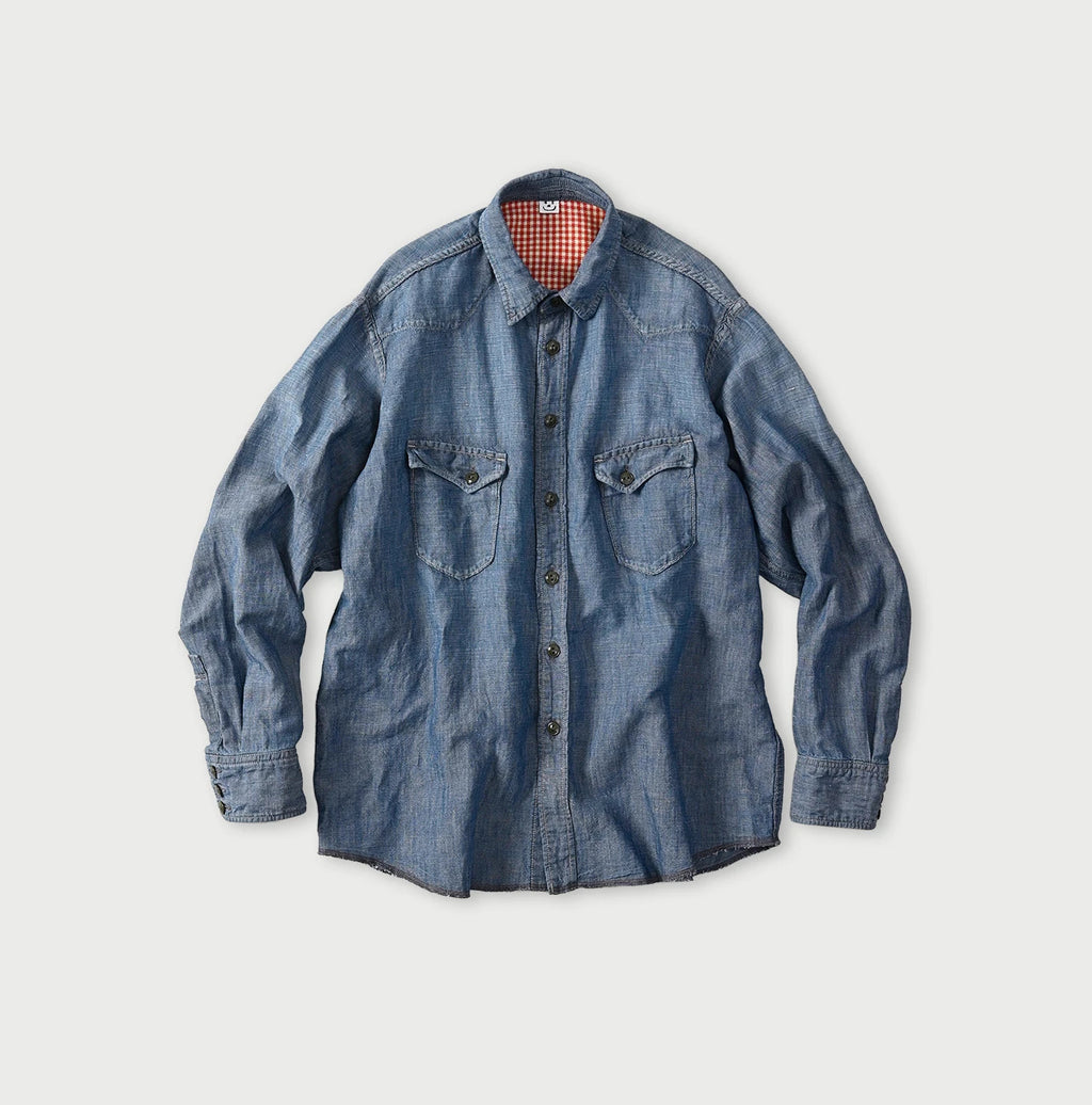 Cotton Linen Dungaree 908 Ocean Eastern Shirt Distressed