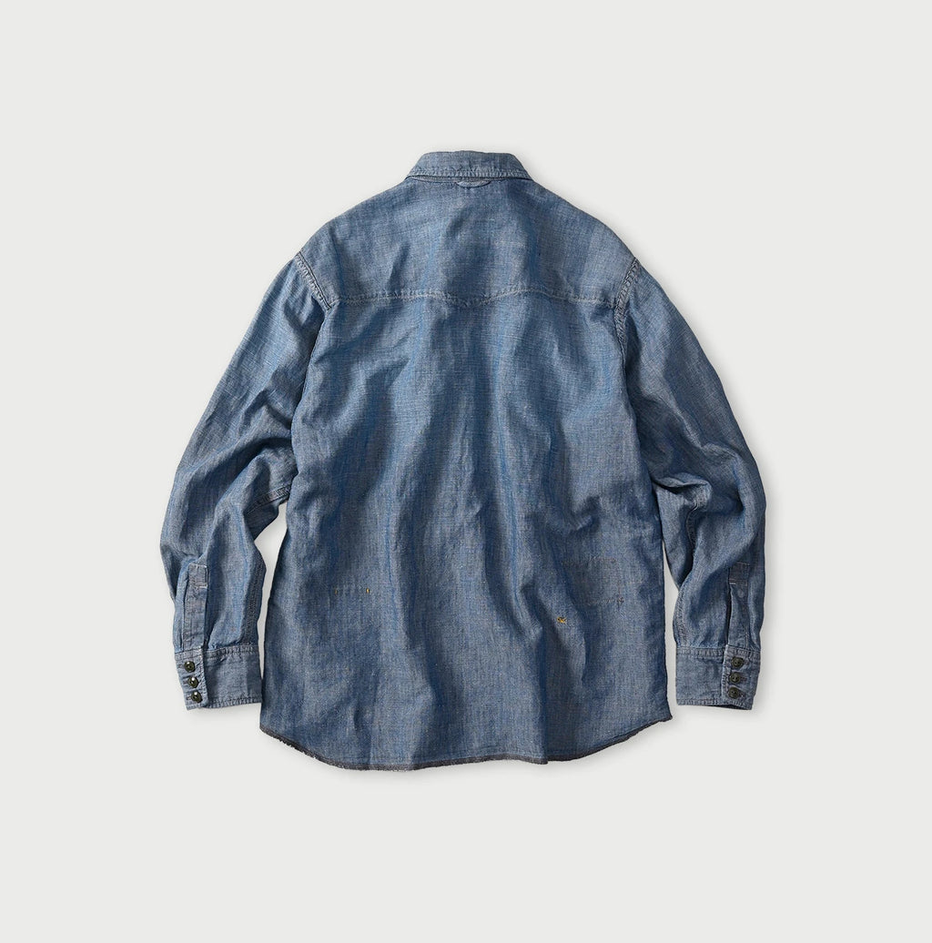 Cotton Linen Dungaree 908 Ocean Eastern Shirt Distressed