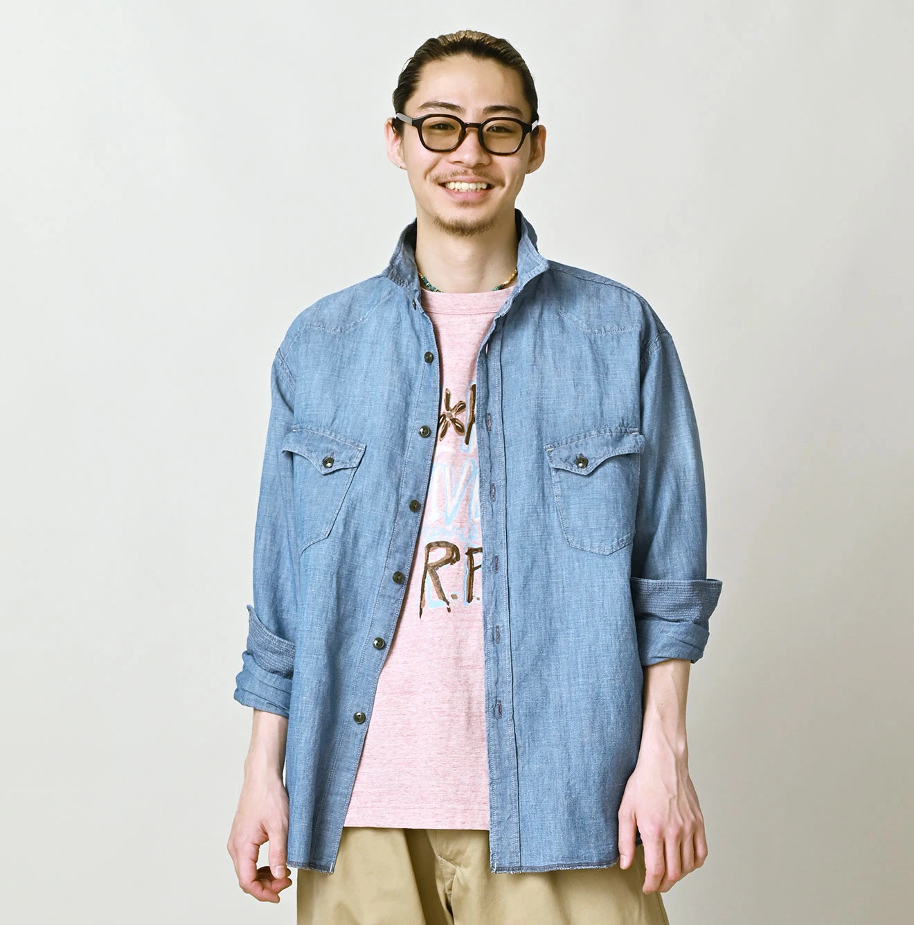 Cotton Linen Dungaree 908 Ocean Eastern Shirt Distressed