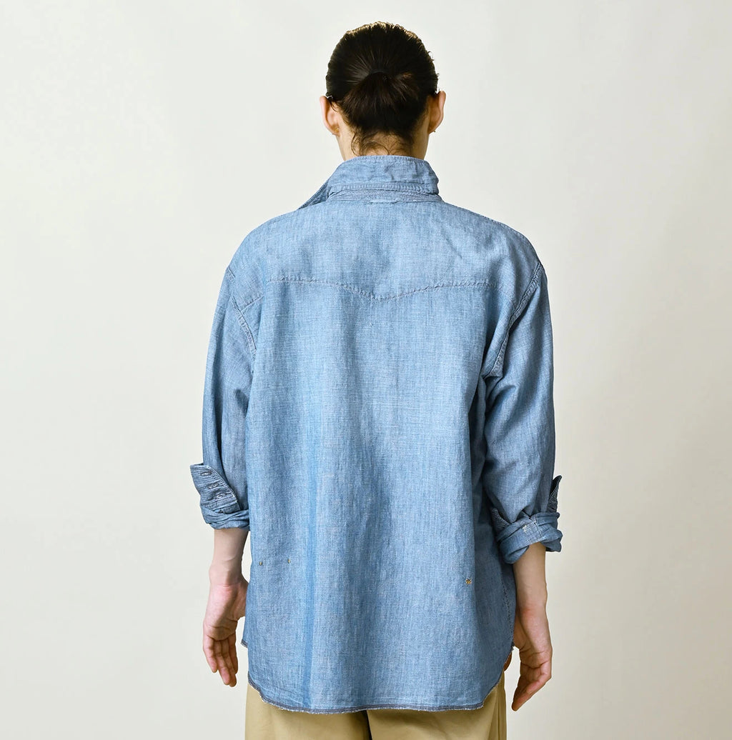 Cotton Linen Dungaree 908 Ocean Eastern Shirt Distressed