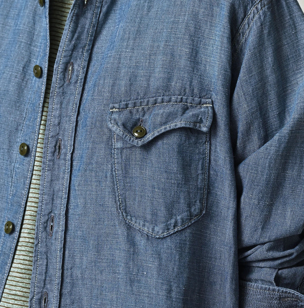 Cotton Linen Dungaree 908 Ocean Eastern Shirt Distressed