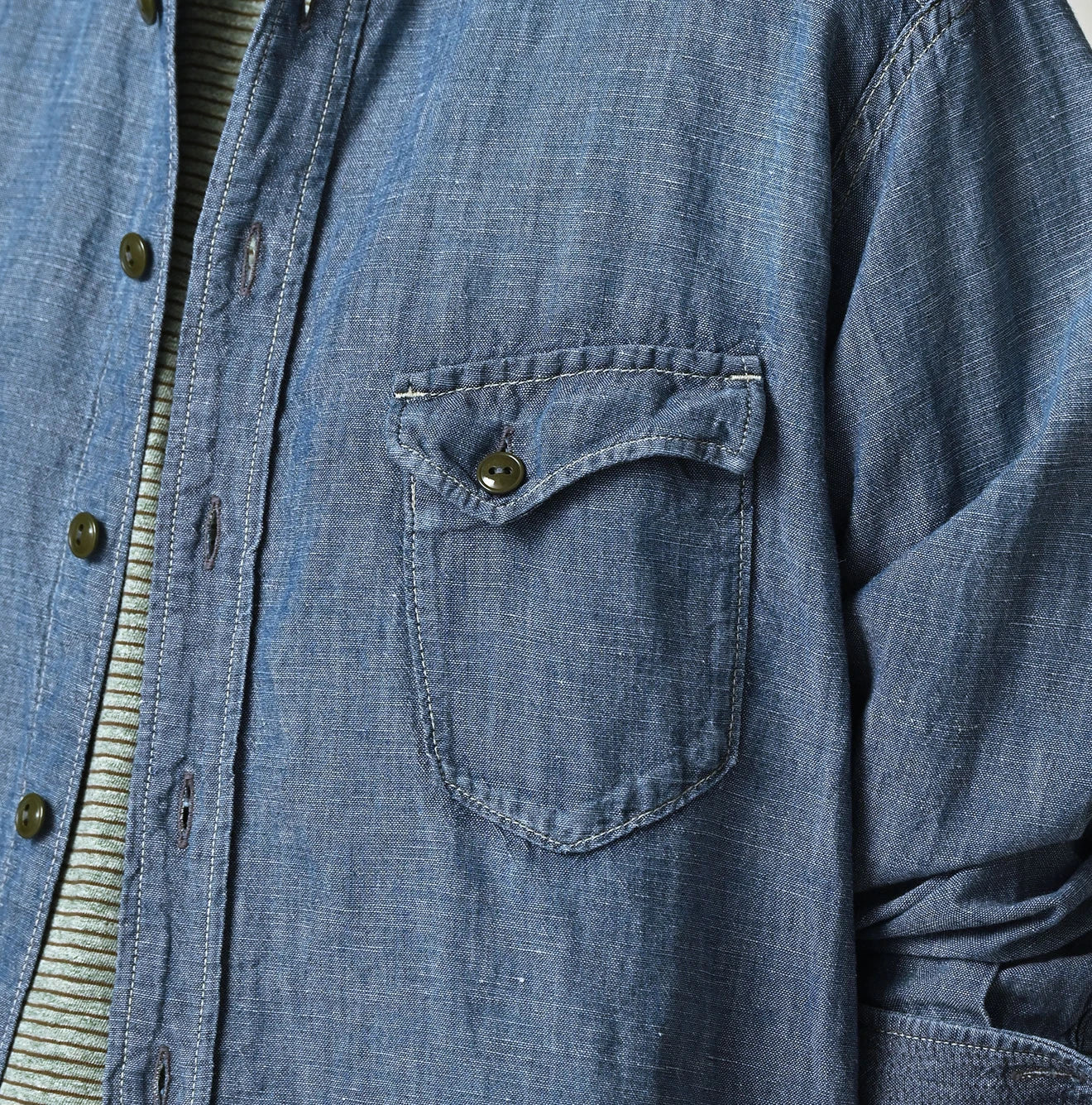 Cotton Linen Dungaree 908 Ocean Eastern Shirt Distressed