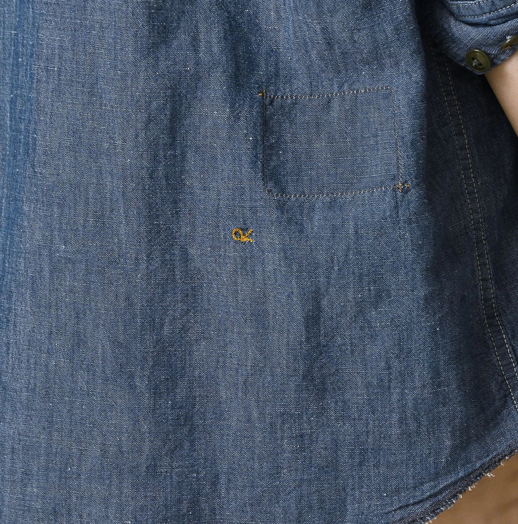 Cotton Linen Dungaree 908 Ocean Eastern Shirt Distressed