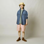 Cotton Linen Dungaree 908 Ocean Eastern Shirt Distressed