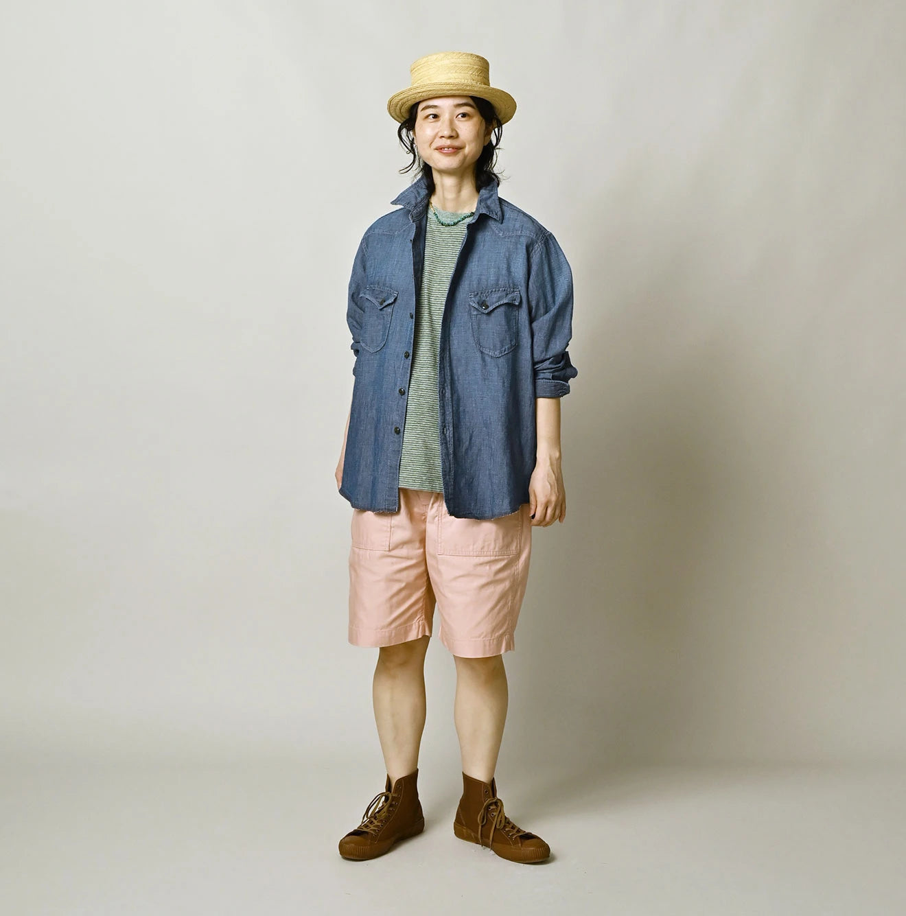 Cotton Linen Dungaree 908 Ocean Eastern Shirt Distressed