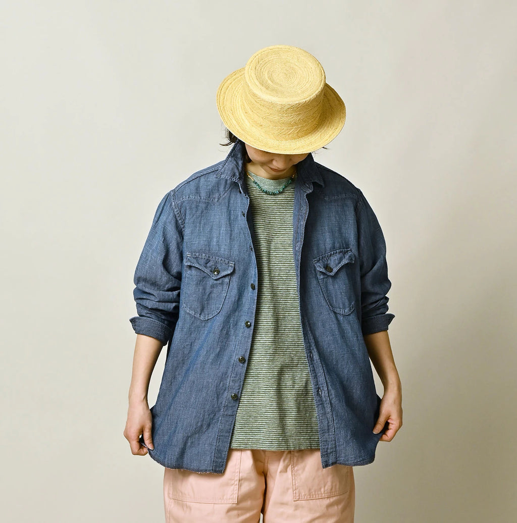 Cotton Linen Dungaree 908 Ocean Eastern Shirt Distressed