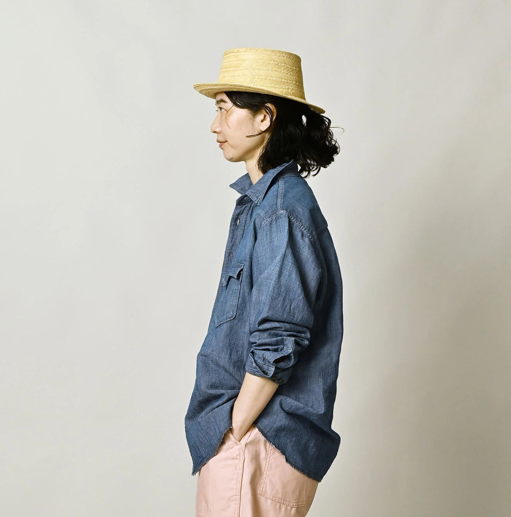 Cotton Linen Dungaree 908 Ocean Eastern Shirt Distressed