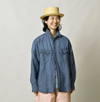 Cotton Linen Dungaree 908 Ocean Eastern Shirt Distressed