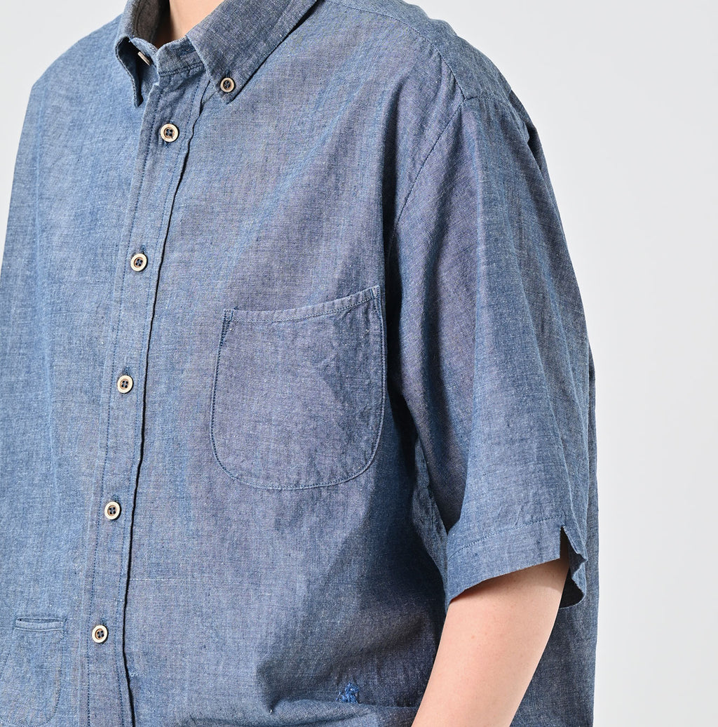 Ai Indian Khadi OX Ocean Half Sleeve Shirt MEN Detail