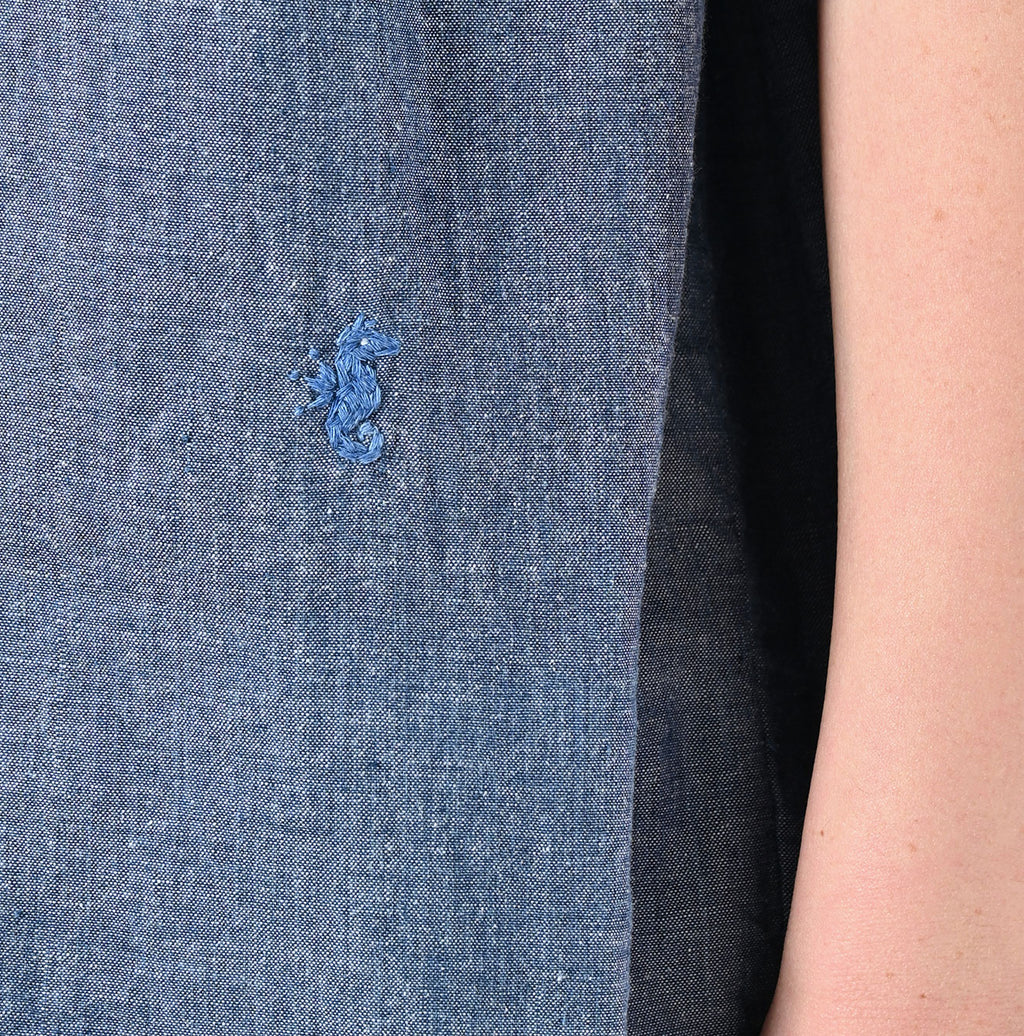Ai Indian Khadi OX Ocean Half Sleeve Shirt MEN Detail