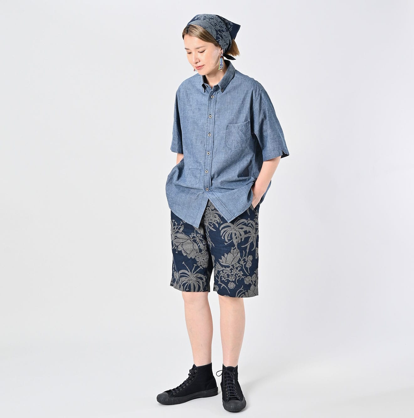 Ai Indian Khadi OX Ocean Half Sleeve Shirt MEN Female Model