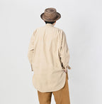 Indigo Khadi OX 908 Stand Collar Grandpa Pull Shirt Male Model