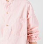 Indigo Khadi OX 908 Stand Collar Grandpa Pull Shirt Detail