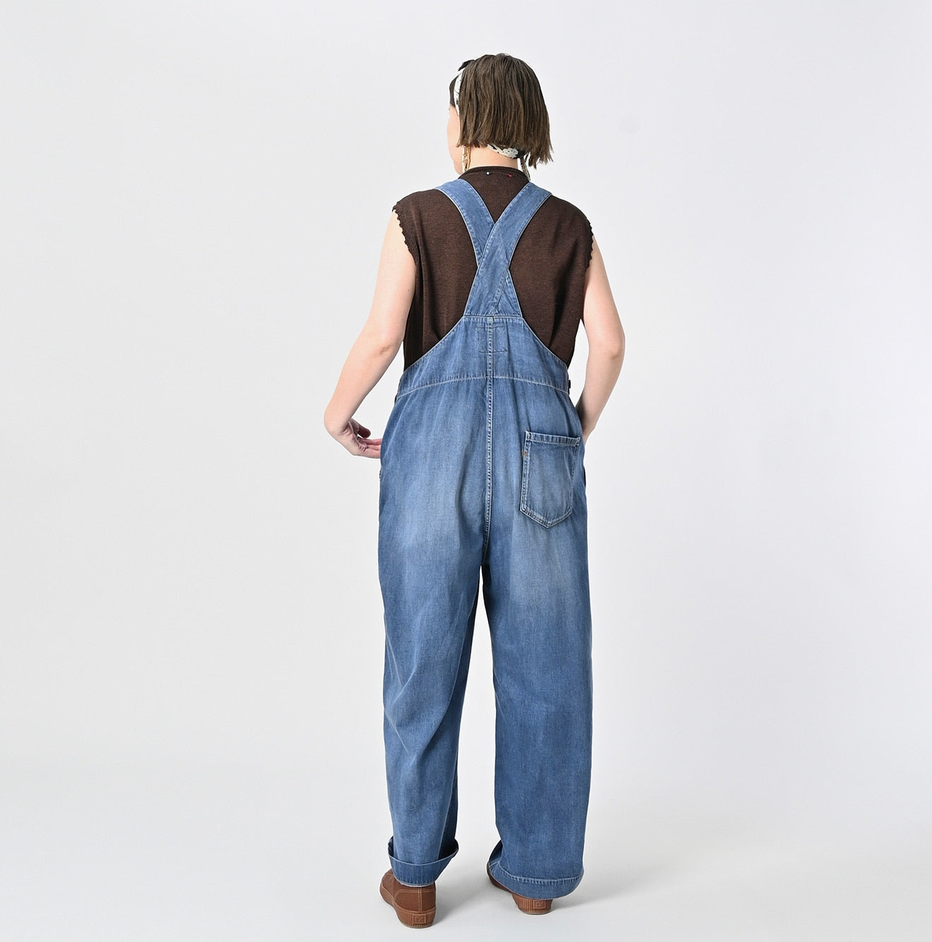 Mon-petit Denim 908 Over All Tan Female Model
