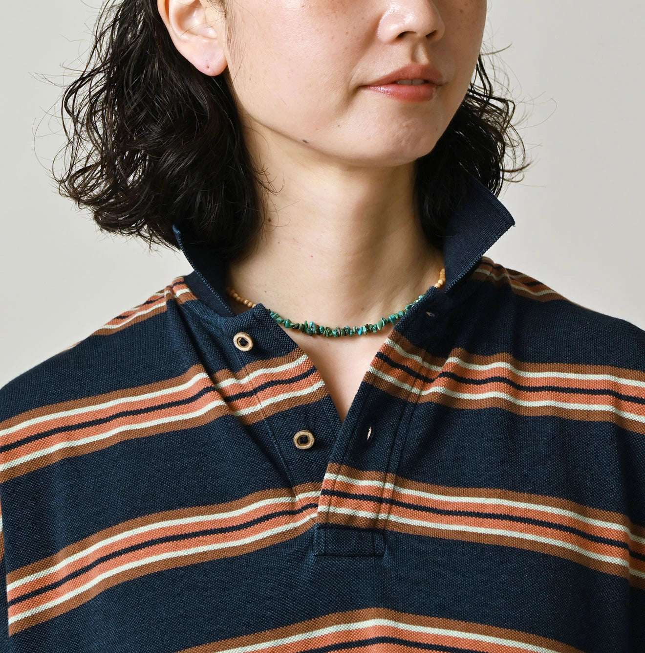 Indigo Striped KANOKO 908 Uma Polo Shirt