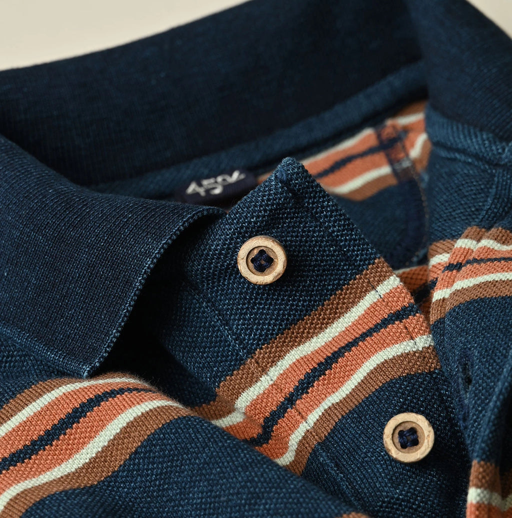 Indigo Striped KANOKO 908 Uma Polo Shirt