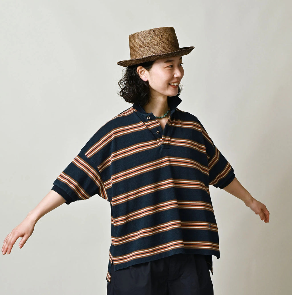 Indigo Striped KANOKO 908 Uma Polo Shirt