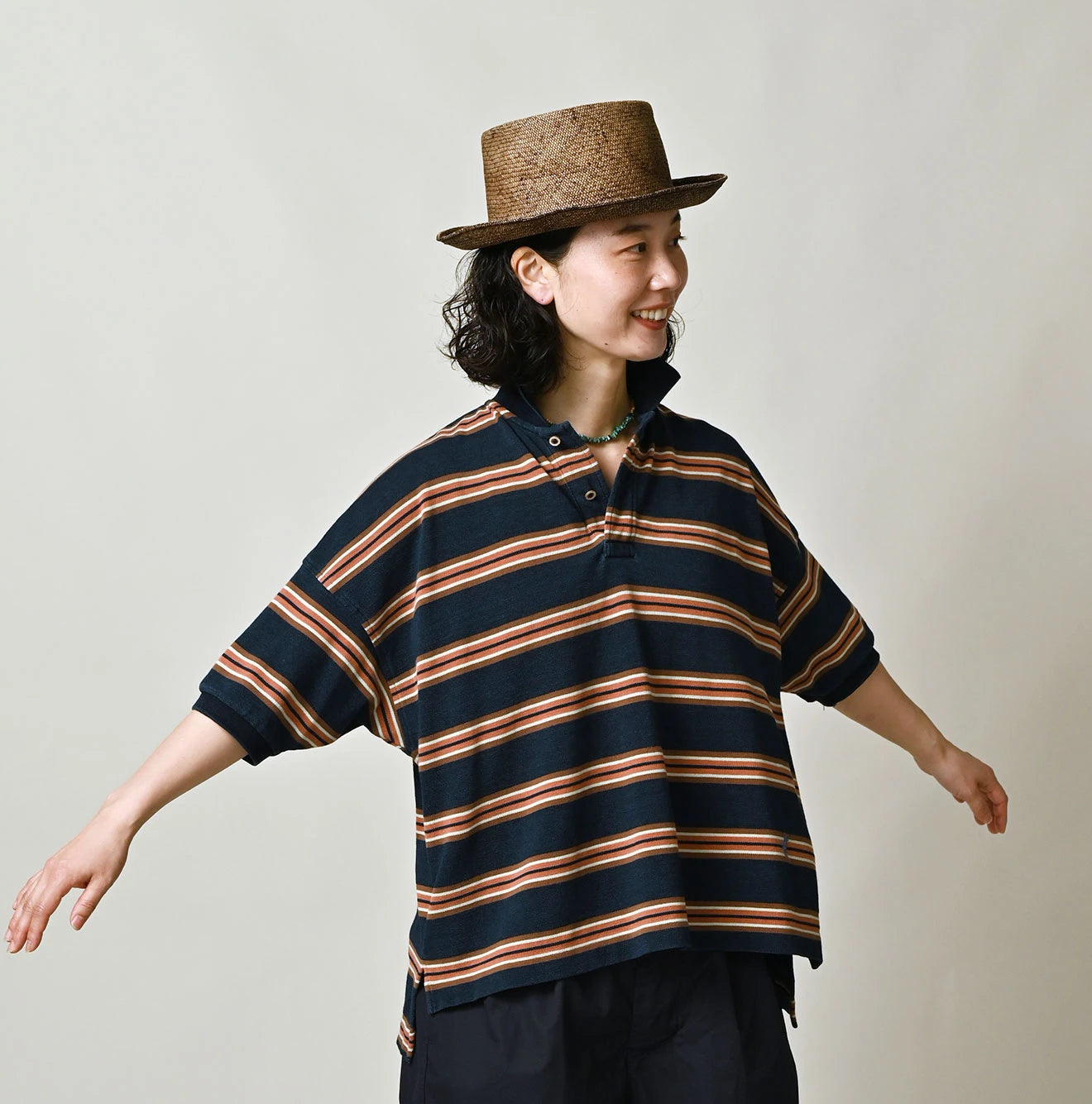 Indigo Striped KANOKO 908 Uma Polo Shirt