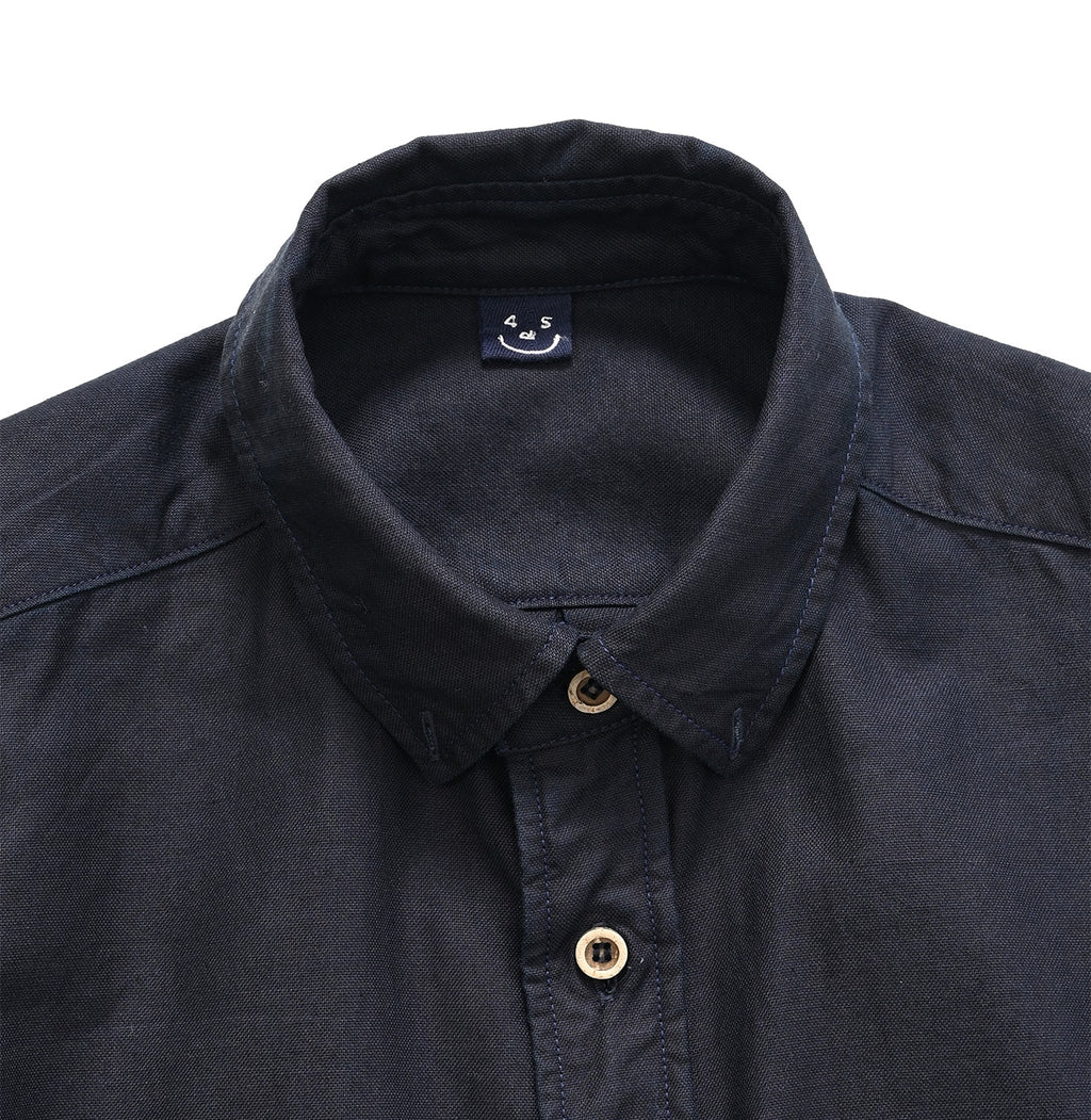 Indigo Supima Oxford 908 Loafer Shirt Detail