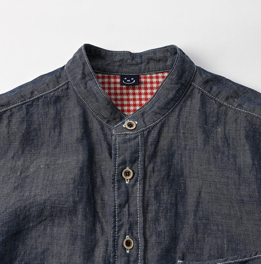 Cotton Linen Dungaree 908 Loafer Stand Shirt Nou Detail