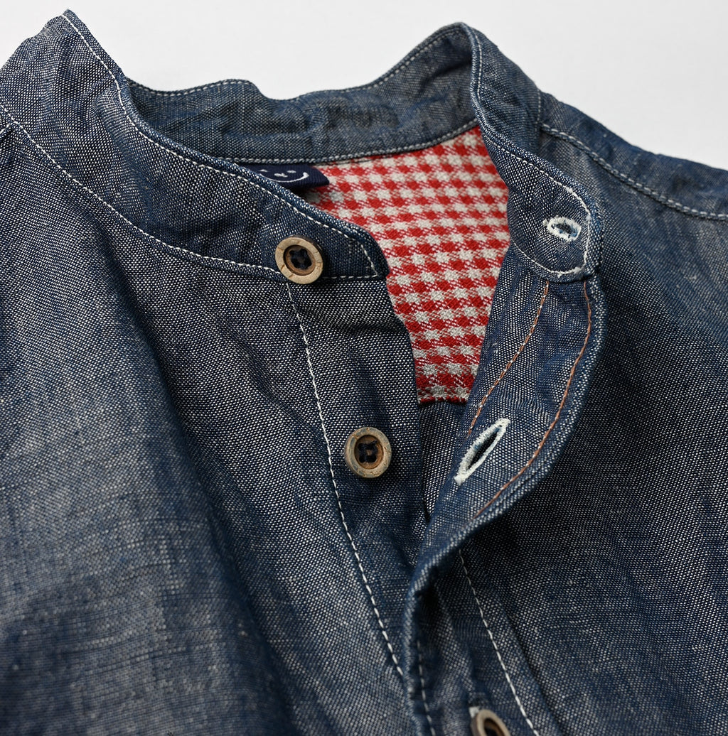 Cotton Linen Dungaree 908 Loafer Stand Shirt Nou Detail