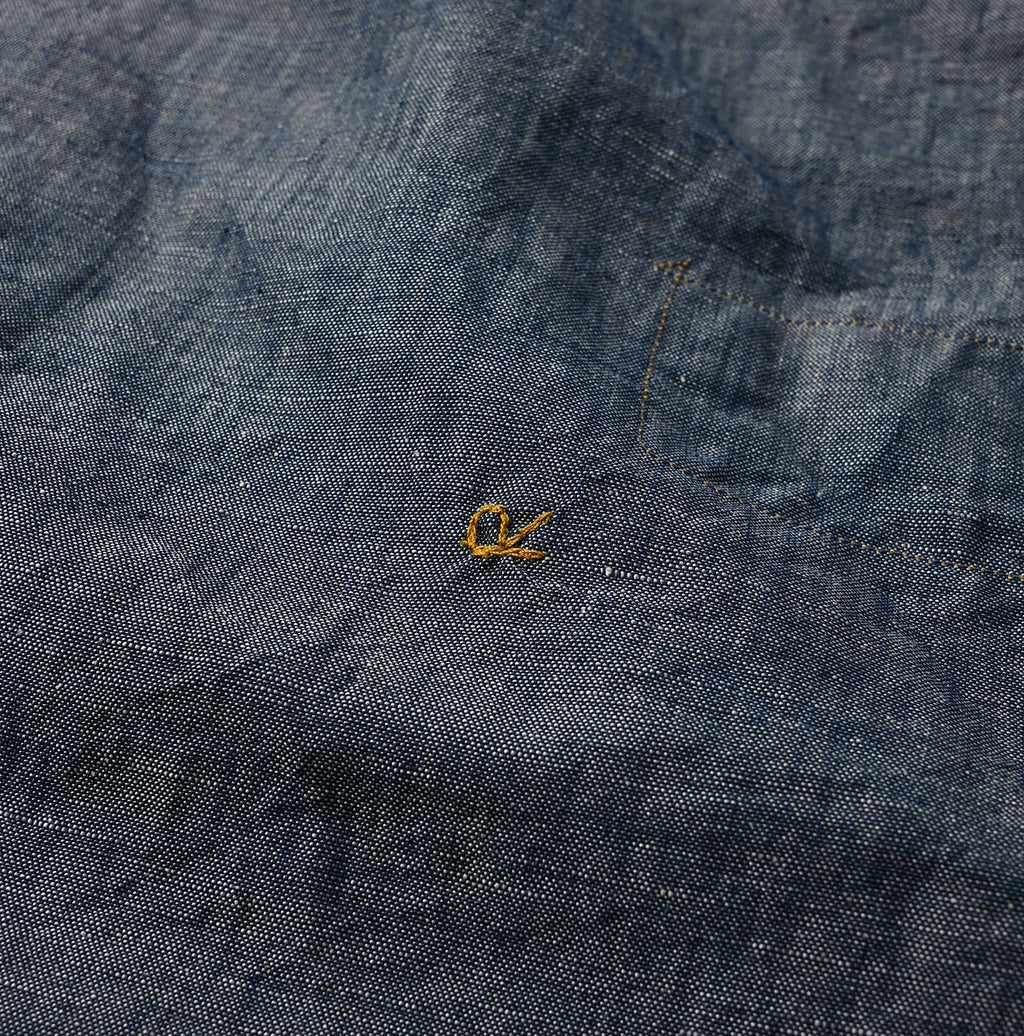 Cotton Linen Dungaree 908 Loafer Stand Shirt Nou Detail