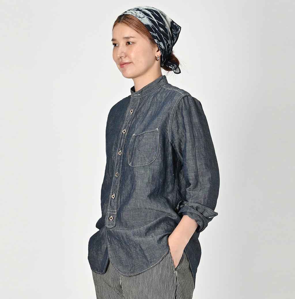 Cotton Linen Dungaree 908 Loafer Stand Shirt Nou Female Model