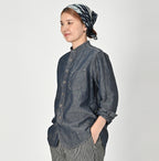 Cotton Linen Dungaree 908 Loafer Stand Shirt Nou Female Model