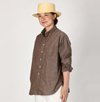 Hakeme 908 Ocean Button Down Shirt Female Model