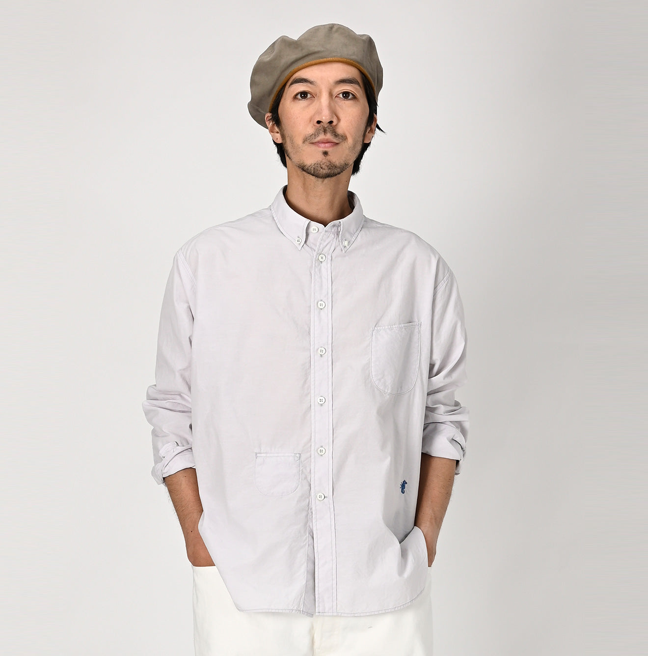 Hakeme 908 Ocean Button Down Shirt Male Model