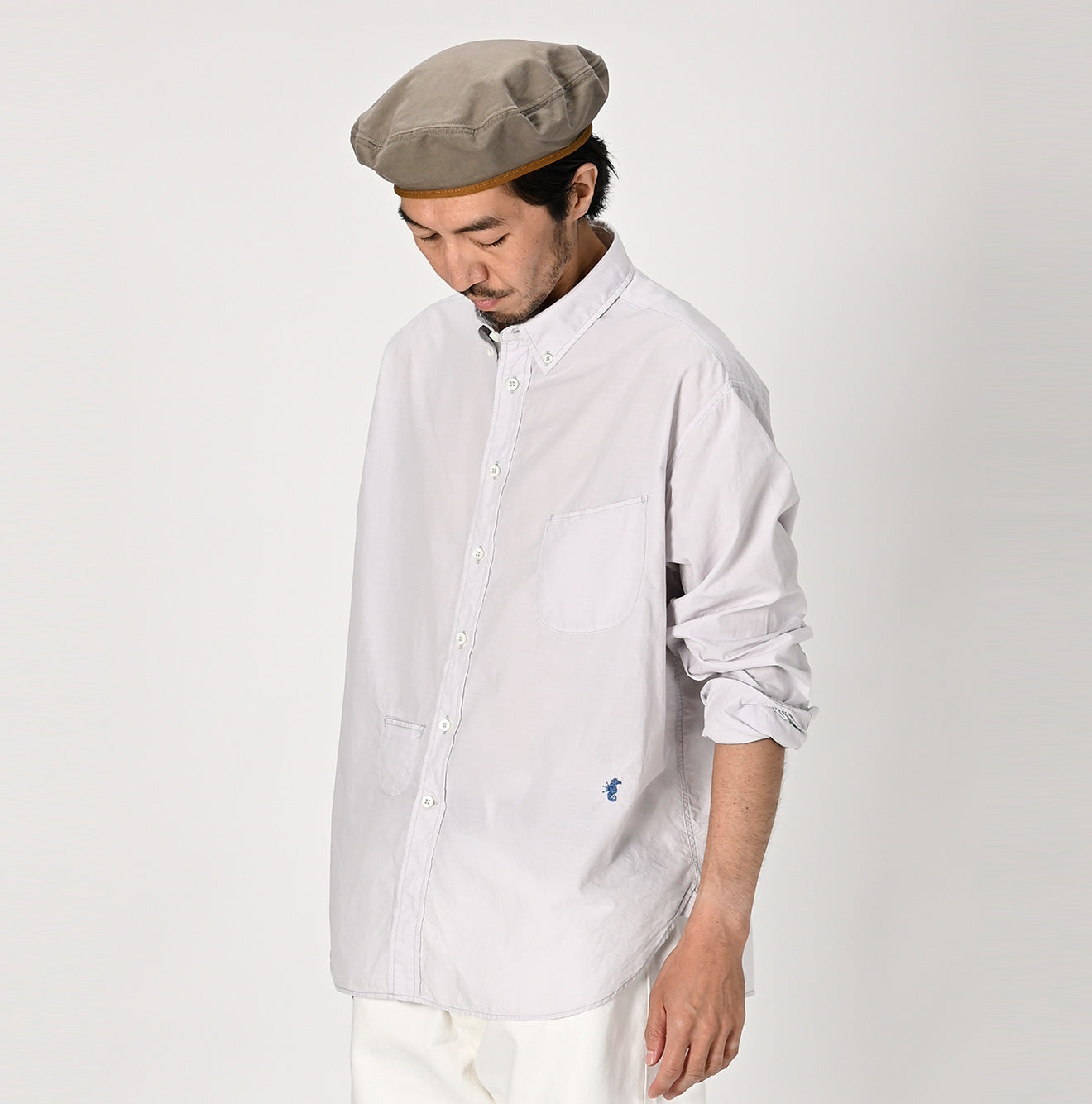 Hakeme 908 Ocean Button Down Shirt Male Model