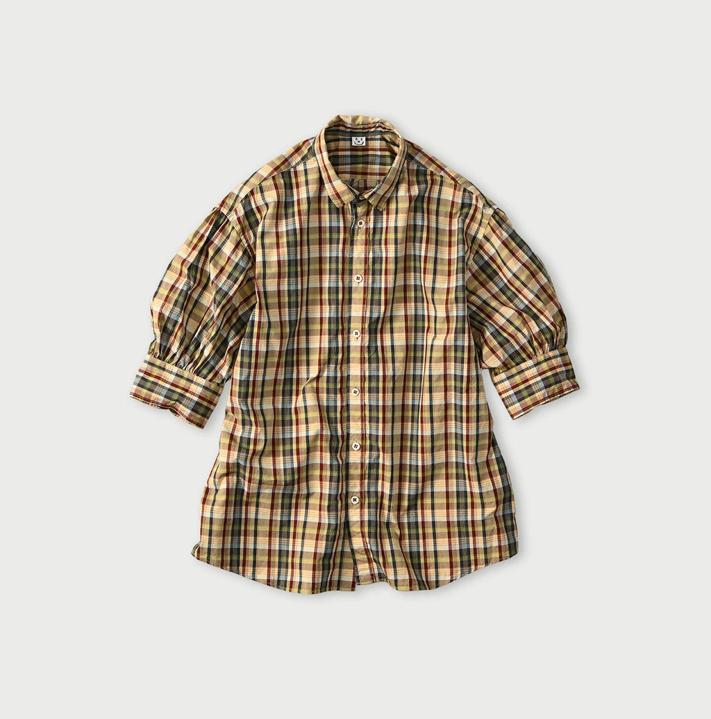 Broad Madras Check Petit Collar Half Sleeve Coupé Shirt