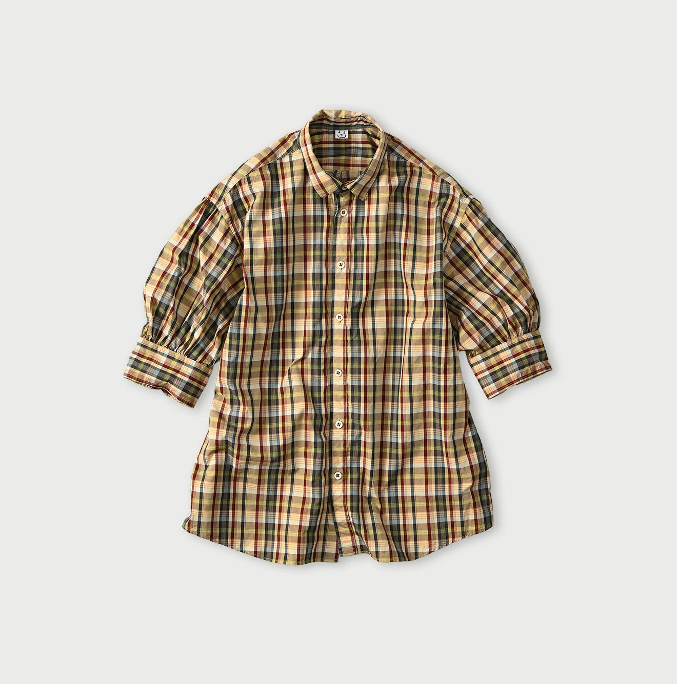 Broad Madras Check Petit Collar Half Sleeve Coupé Shirt