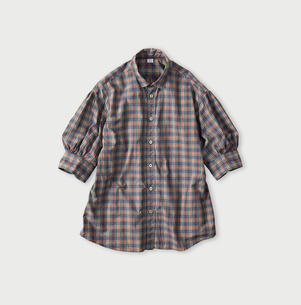 Broad Madras Check Petit Collar Half Sleeve Coupé Shirt