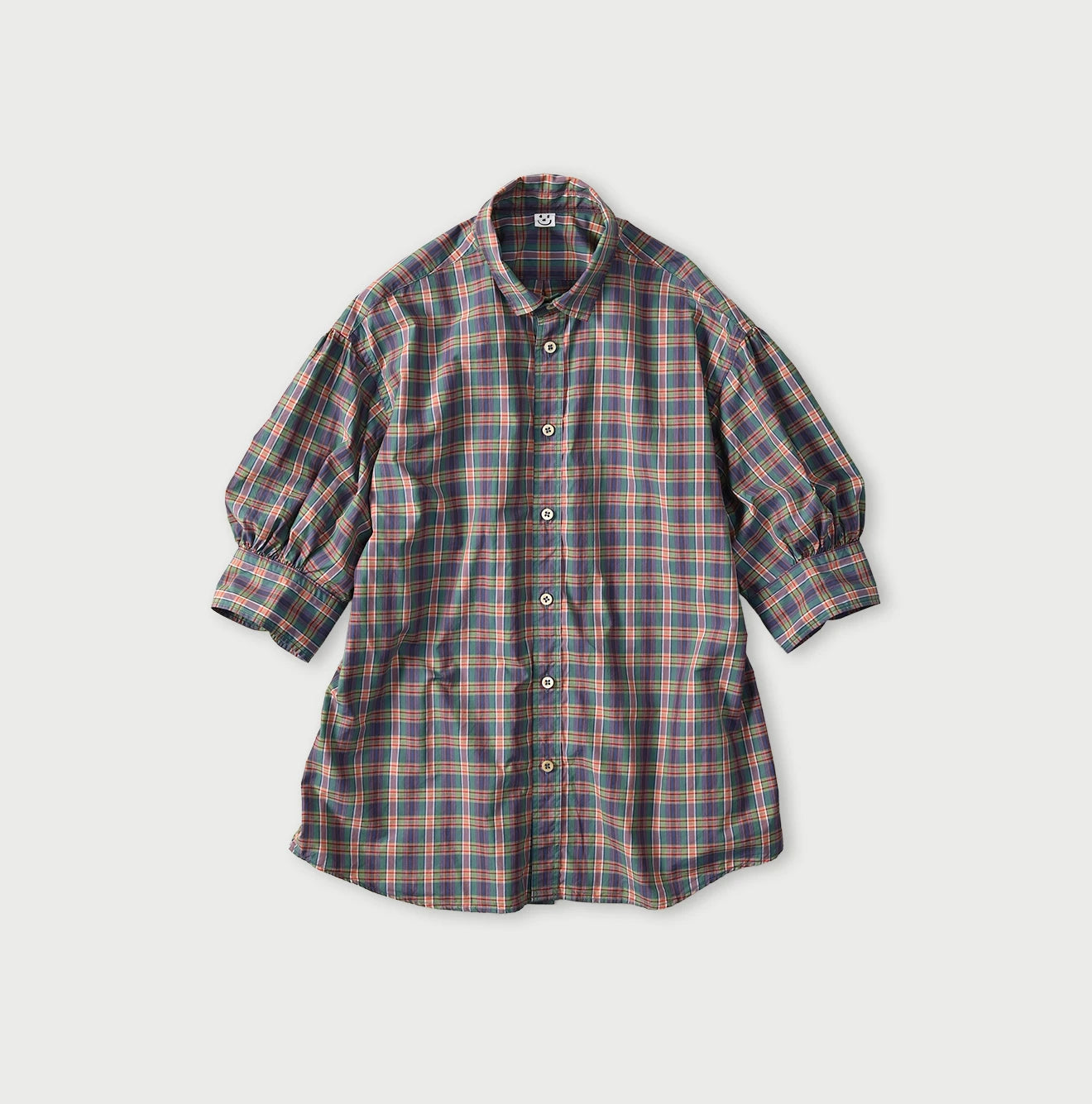 Broad Madras Check Petit Collar Half Sleeve Coupé Shirt