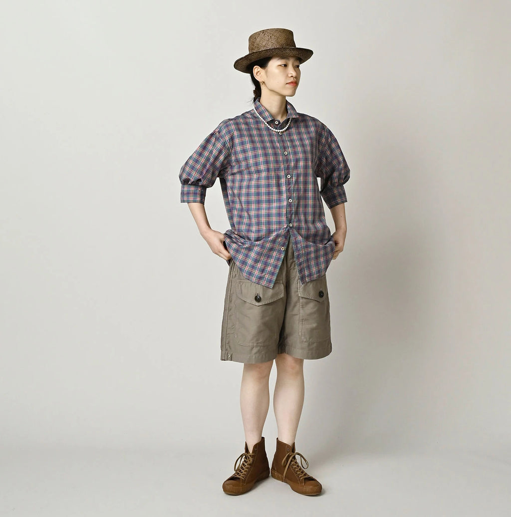 Broad Madras Check Petit Collar Half Sleeve Coupé Shirt