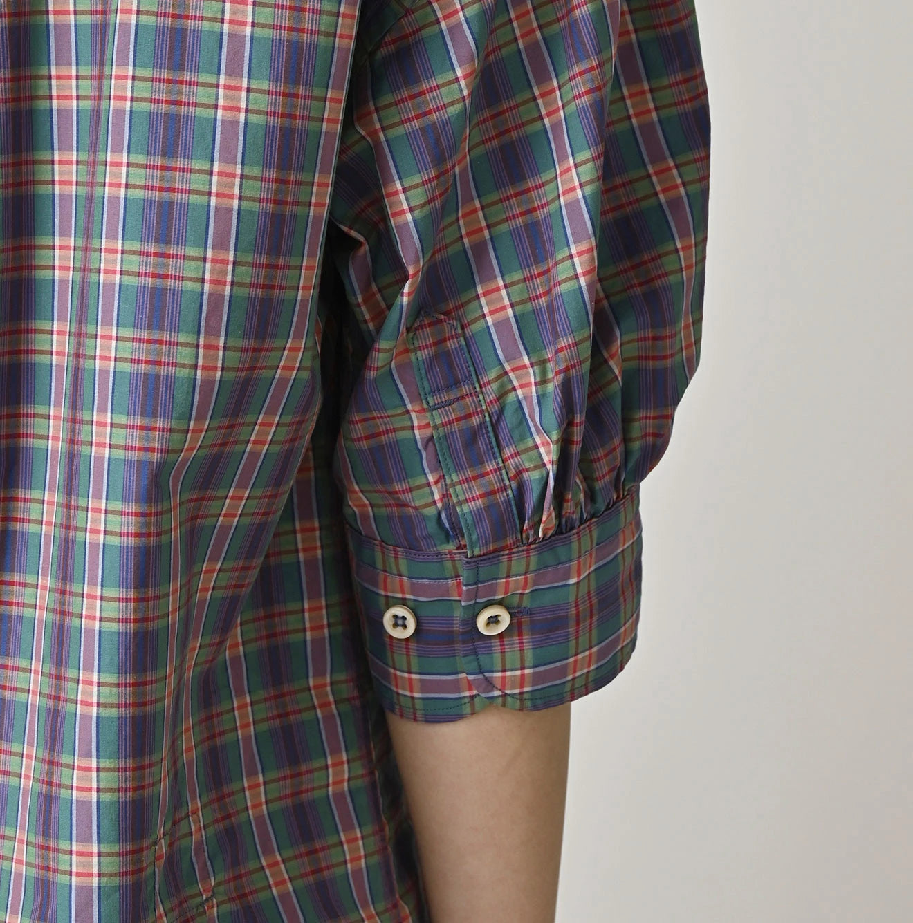 Broad Madras Check Petit Collar Half Sleeve Coupé Shirt