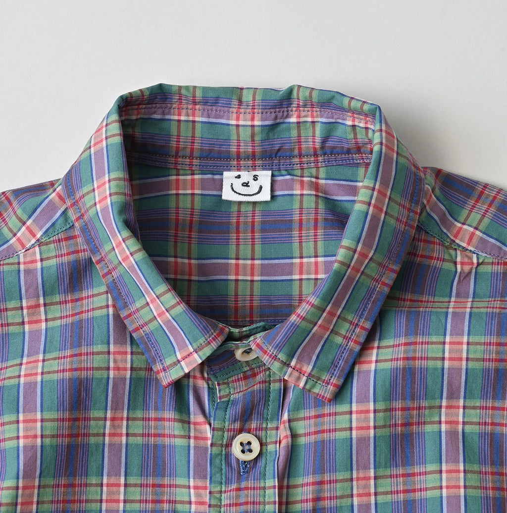 Broad Madras Check Petit Collar Half Sleeve Coupé Shirt