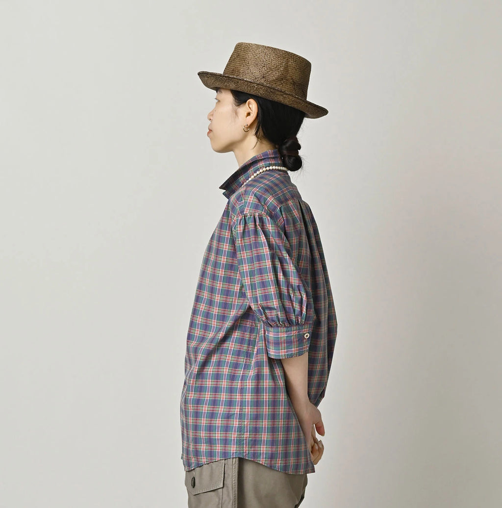 Broad Madras Check Petit Collar Half Sleeve Coupé Shirt