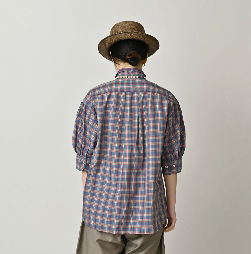 Broad Madras Check Petit Collar Half Sleeve Coupé Shirt
